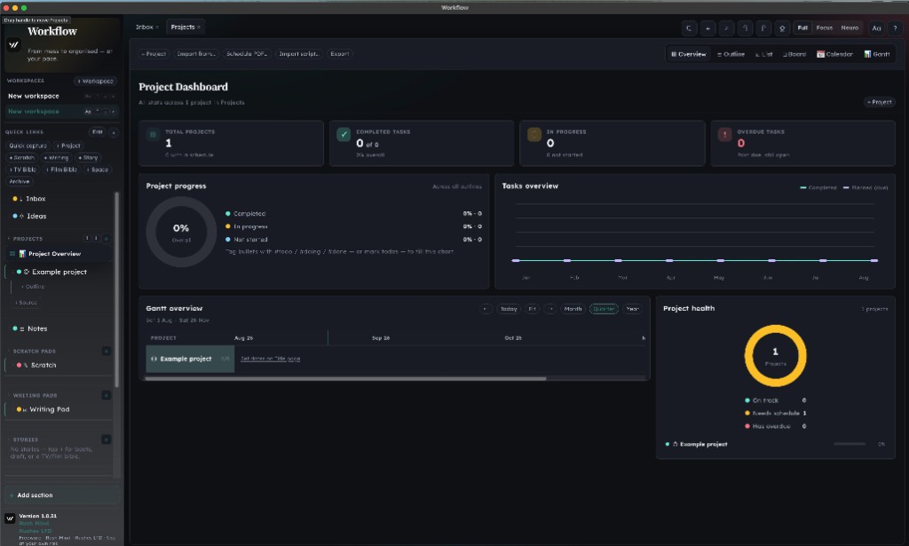 Workflow project overview on Mac